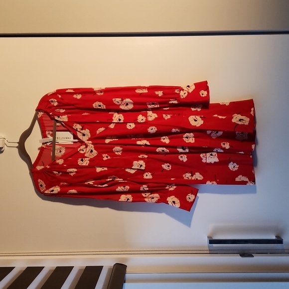 Derek Lam Dresses & Skirts - Derek Lam Red Floral Fit and Flare Silk Cocktail Dress